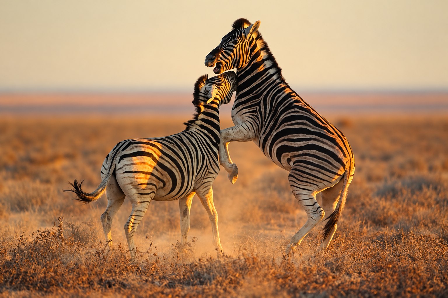 Two zebras in the golden savanna